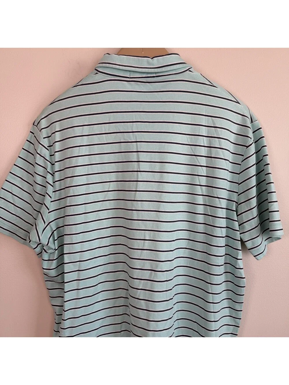 Polo Ralph Lauren Hirt Mens Large Mint Green Navy Blue Striped Purple Pony
